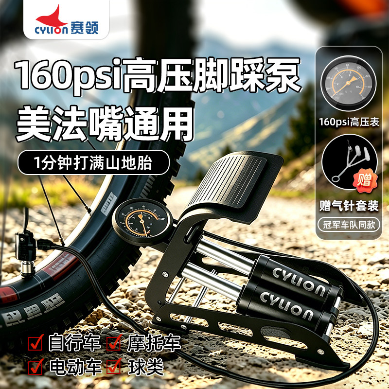 赛领自行车打气筒高压家用便携式新型专用气筒电动车篮球多功能用