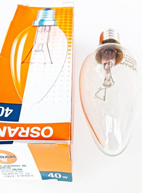 欧司朗透明烛形泡ZS230-40B CLAS B CL40白炽灯蜡烛灯E14 暖光40W