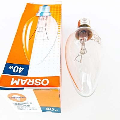 欧司朗透明烛形泡ZS230-40B CLAS B CL40白炽灯蜡烛灯E14 暖光40W