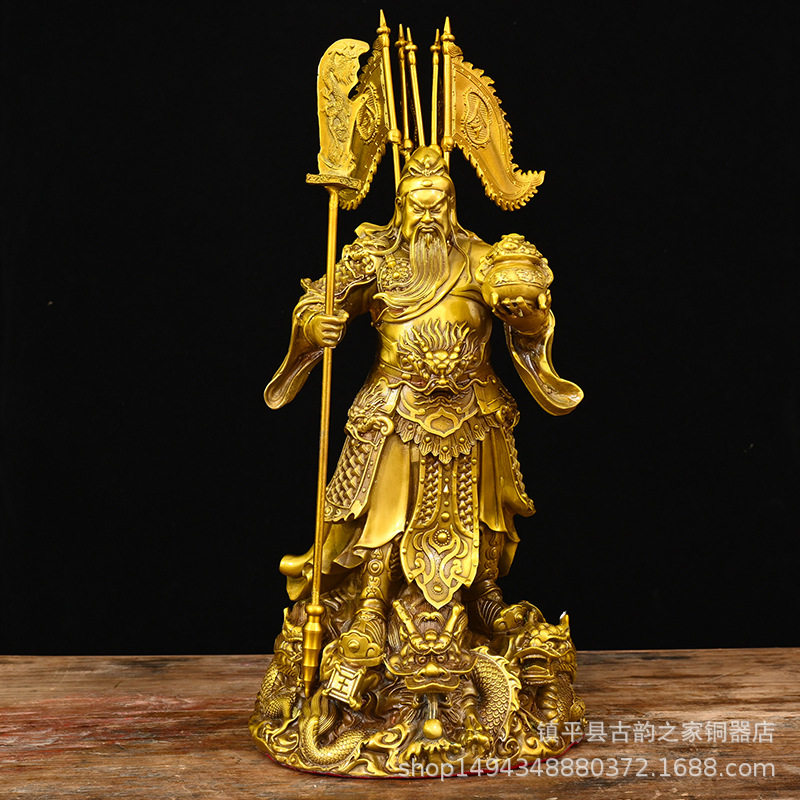 关公摆件托宝关公武财神关羽关二爷铜像家居装饰开业财神铜雕制作