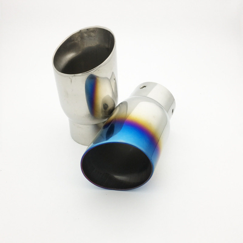 汽车通用排气管8049烤蓝通用款尾喉不锈钢排气管圆形斜口消声器罩