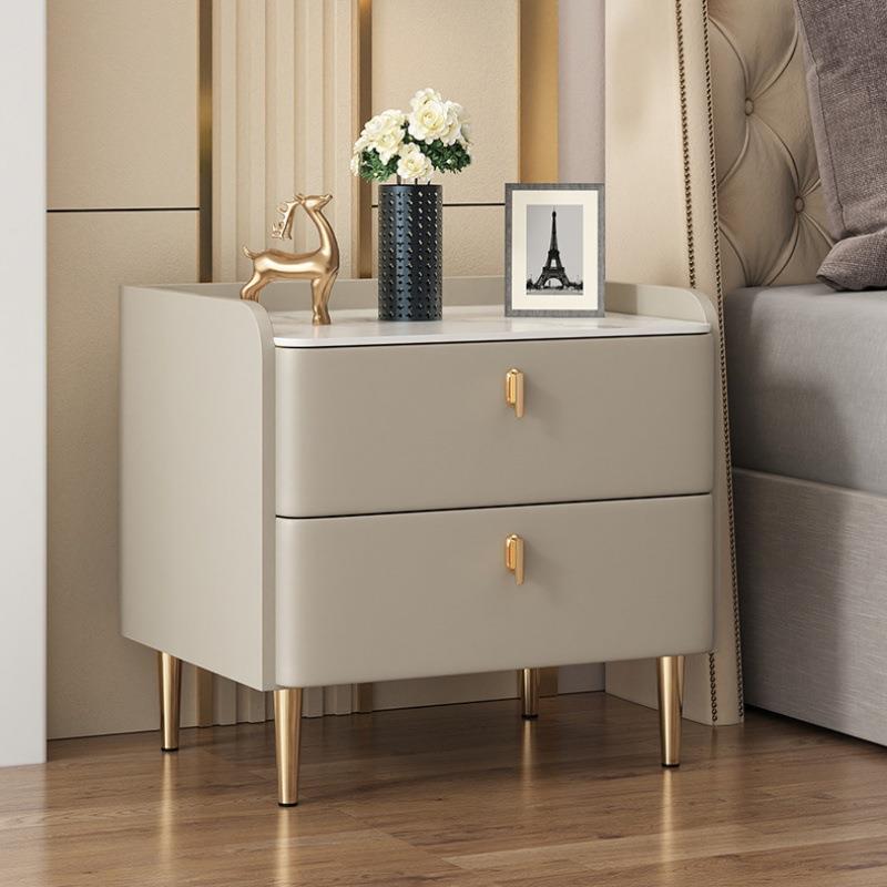 JF意式床头柜卧室家用简约现代床边柜储物收纳柜全实木岩板简