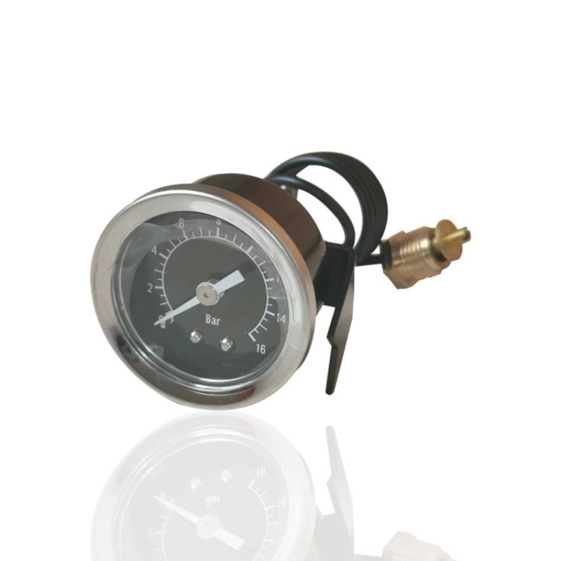 耐高温毛细管咖啡机压力表金属壳轴向带支架萃取机开水机蒸汽机表