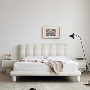 奶油风泡泡床 轻法式复古风布艺床现代简约主卧双人床