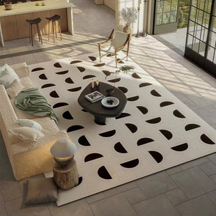 奶油风格子水晶绒地毯客厅耐脏易打理防滑毯家用卧室茶几毯全铺