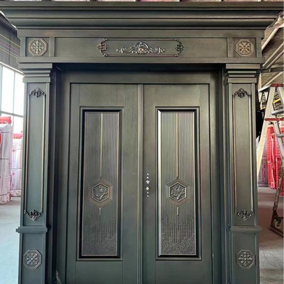 现货农村自建房别墅大门双开门进户门家用对开四开子母门防雨防晒