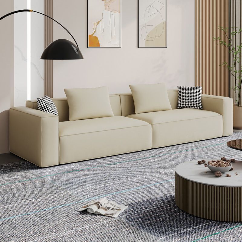 三人位奶油风豆腐块沙发客厅简约现代直排沙发网红款科技布艺沙发