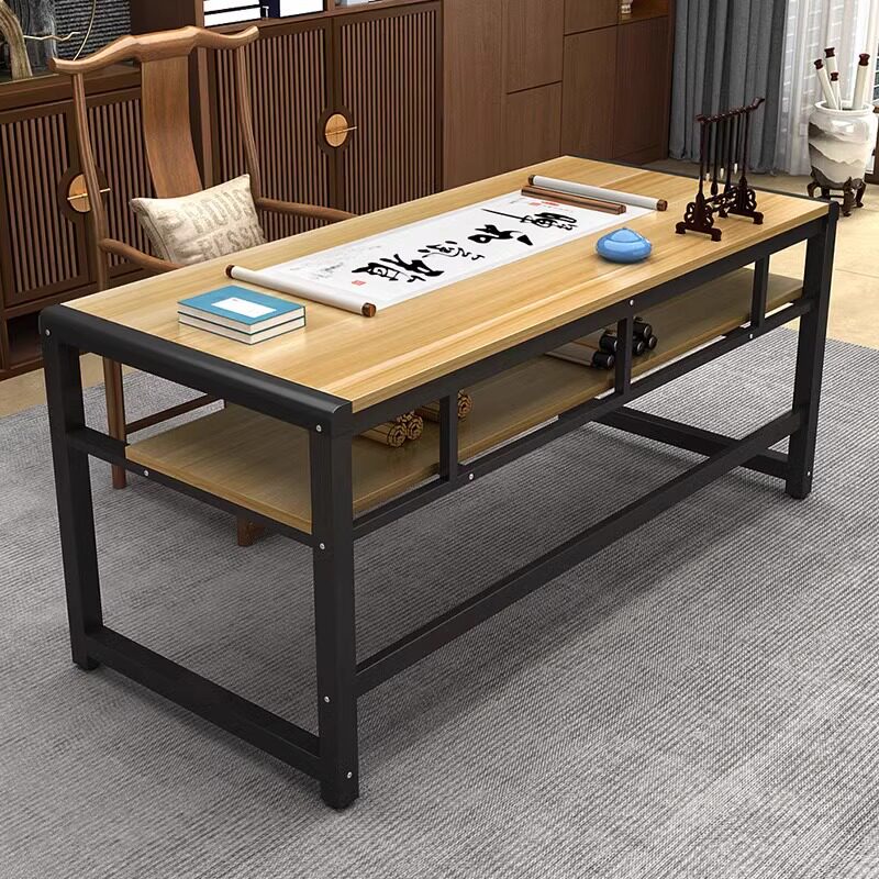 书桌书法桌简约电脑桌家用书画桌双层桌子辅导班培训学习桌写字台
