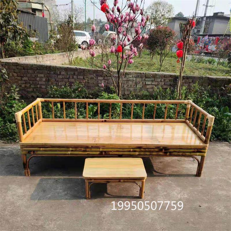 竹家具竹床罗汉床竹榻榻米床休闲藤艺竹沙发新中式竹软坐沙发椅