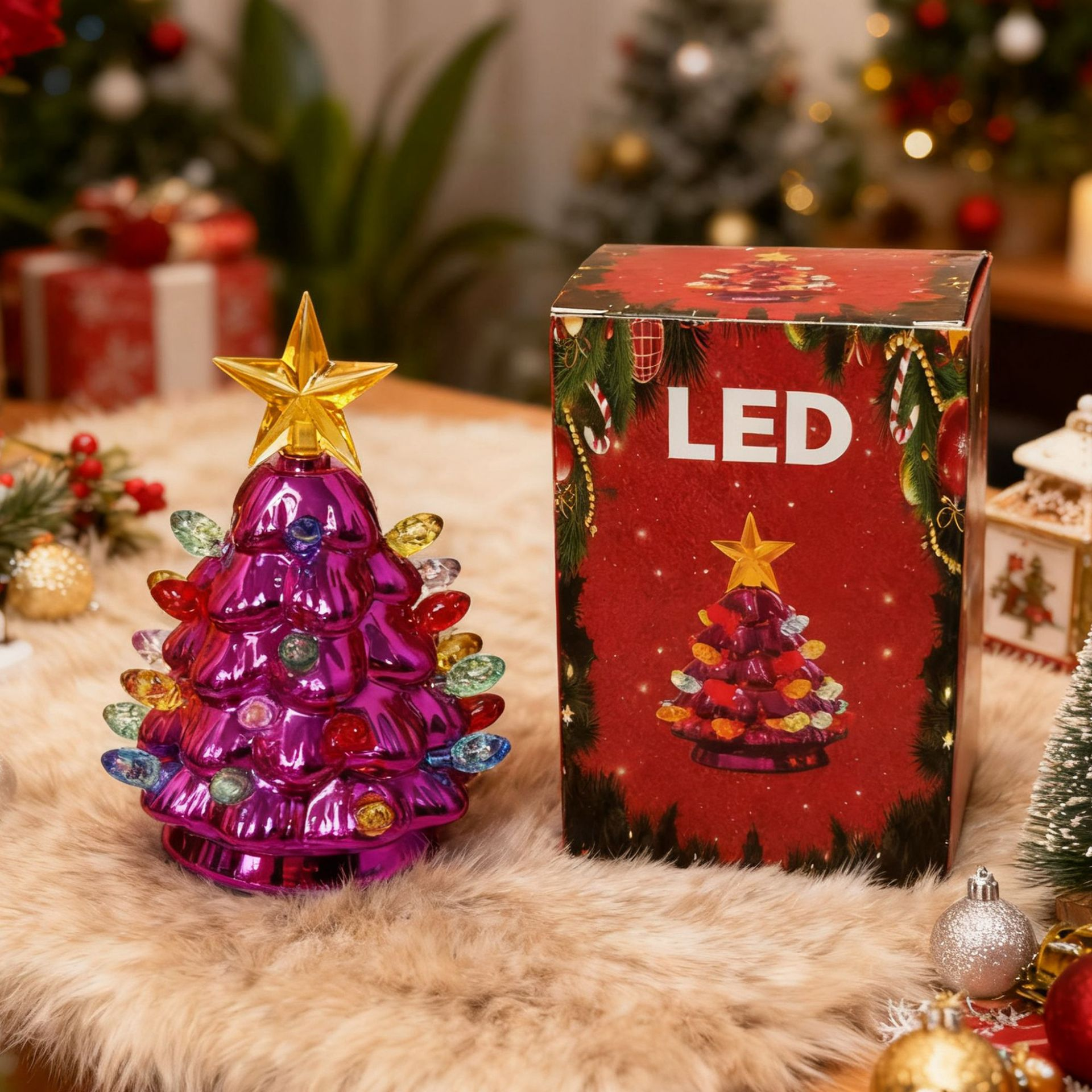发光圣诞树摆件节日氛围道具灯