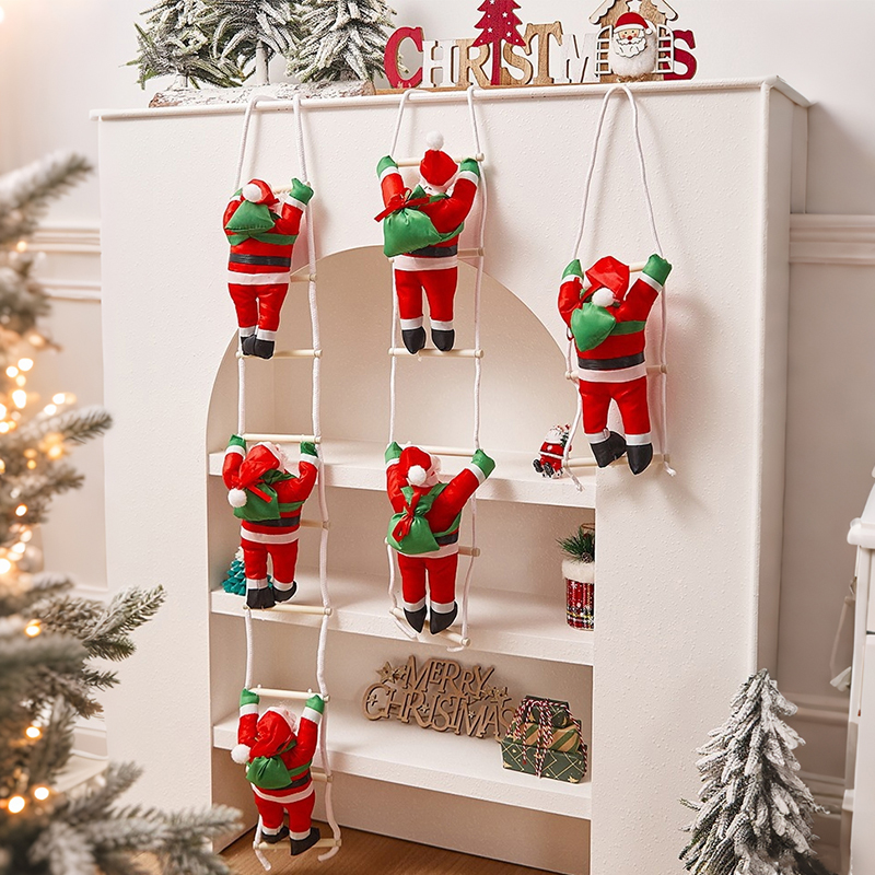 圣诞老人爬梯爬窗玩具装饰品