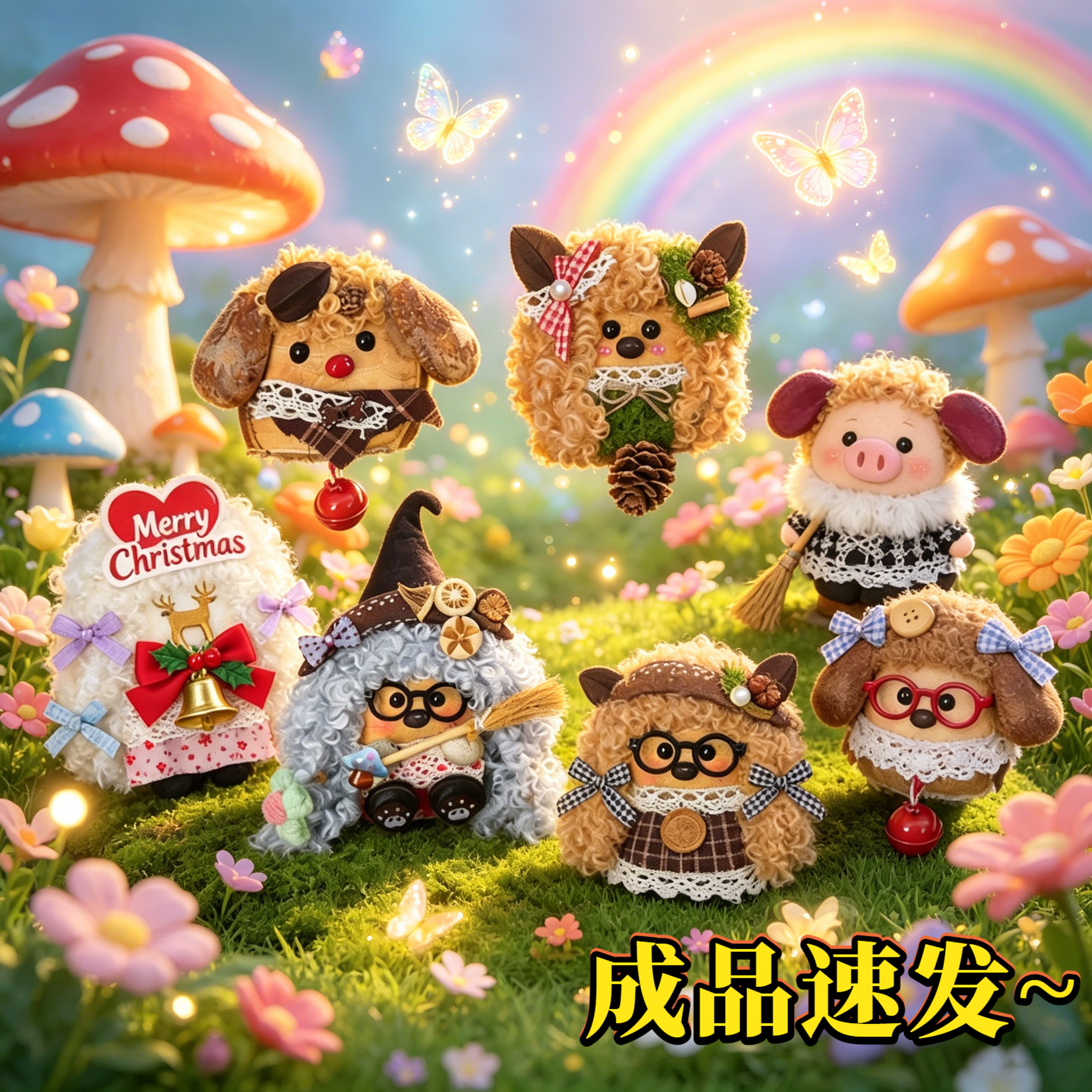 手工治愈可爱毛绒豆荚娃娃摆件