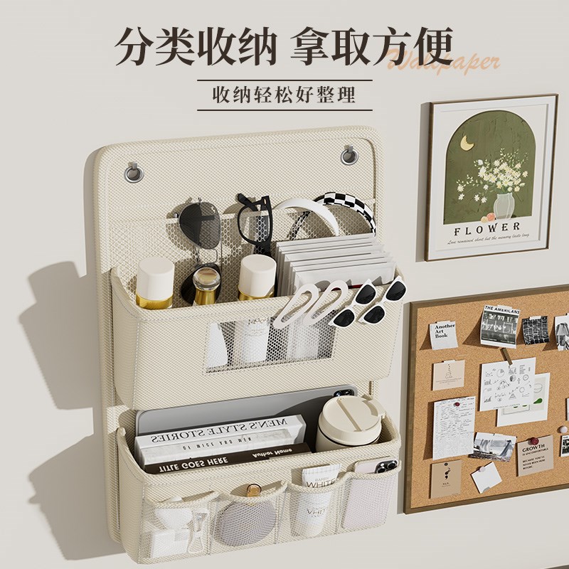 宿舍床上挂袋衣柜挂式门后墙上置物架内衣杂物收纳盒袋上铺置物袋