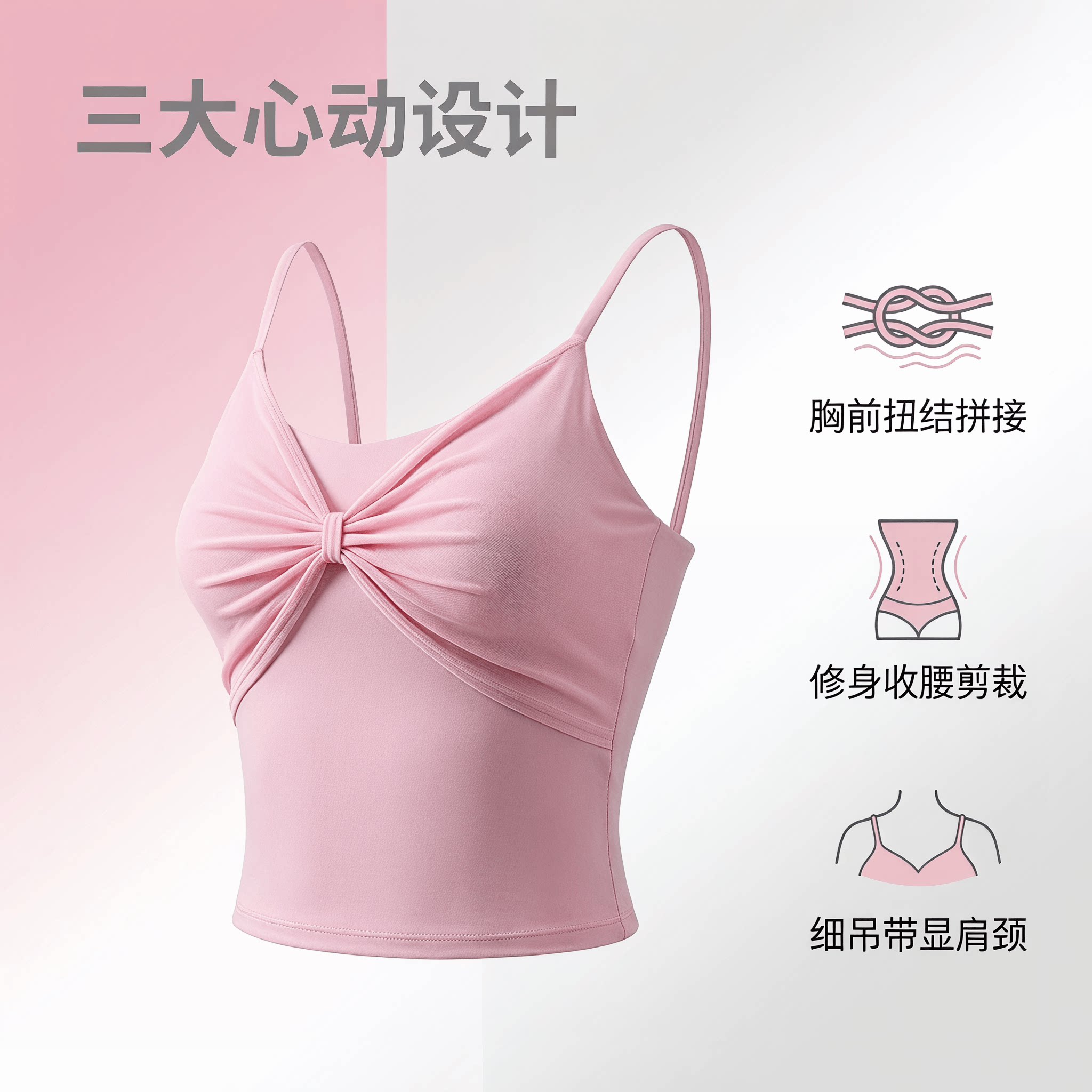 蝴蝶结网纱吊带瑜伽服背心带乳胶固定胸垫美背普拉提健身运动上衣