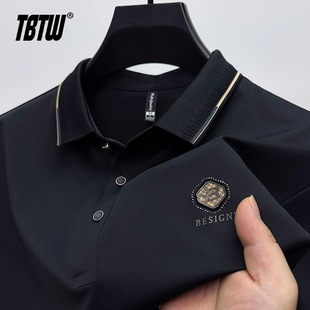开叉上衣服 TBTW冰丝短袖 t恤男翻领2025年夏季 新款 商务休闲polo衫