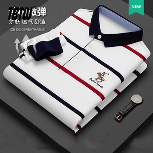 高端商务纯棉秋衣服衬衣 TBTW长袖 t恤男秋季 新款 黑白色条纹polo衫