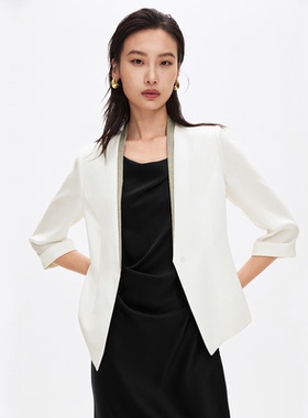 奈家同款2025年夏季新款女装白色休闲百搭职业西装外套XA02306V0