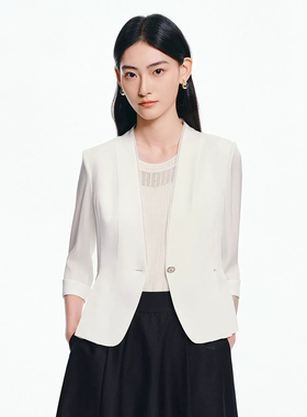 珂莱商场同款2026夏季新款女装白色休闲通勤收腰百搭职业西装外套