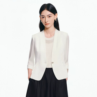 珂莱商场同款2026夏季新款女装白色休闲通勤收腰百搭职业西装外套