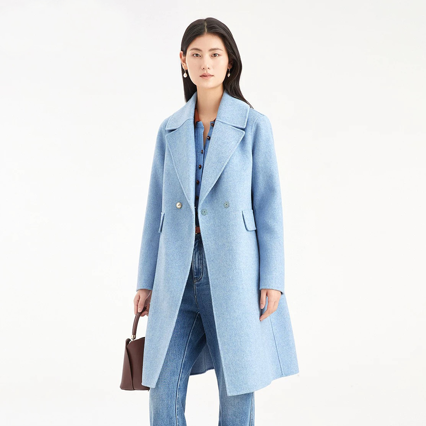 冬季新款绵羊毛双面呢大衣外套