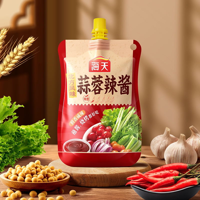 海天蒜蓉辣酱305g袋装北方风酱类调料