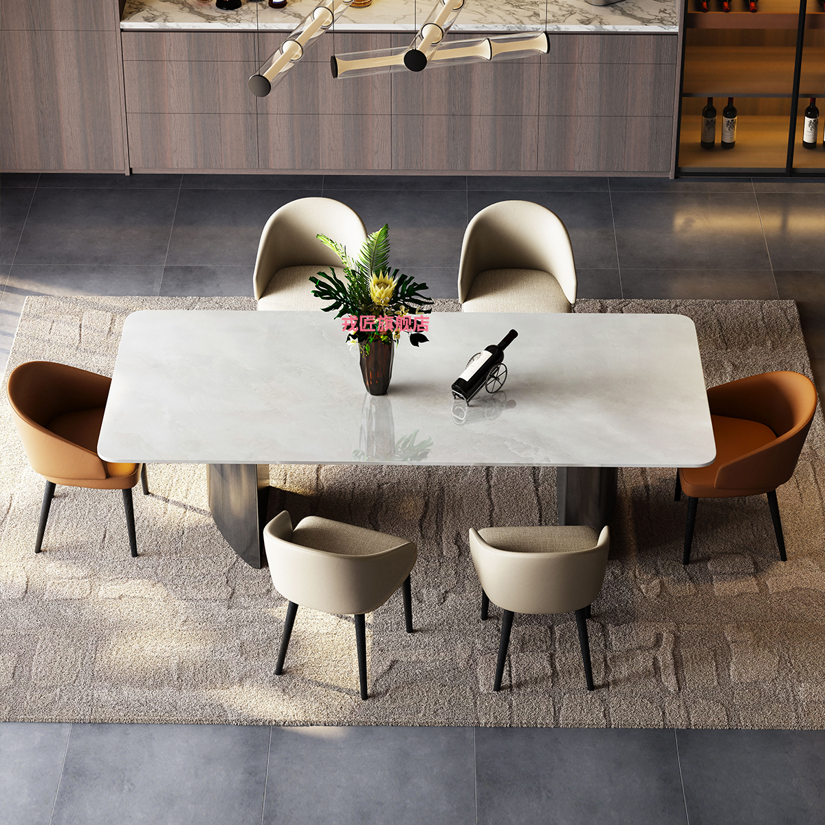 戎匠天然新芬迪白奢石长方形轻奢