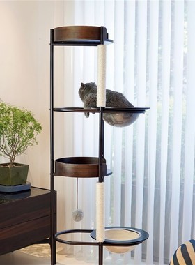 极简猫爬架设计感limolimo太空舱猫实木猫爬架猫窝一体加高猫树