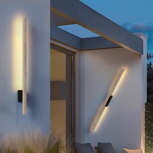 户外防水壁灯简约长条壁灯楼道过道外墙灯庭院花园天然洞石墙壁灯