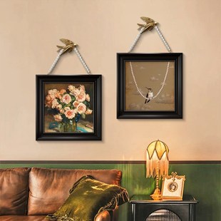 法式中古风卧室床头装饰画主卧房间复古客厅背景墙轻奢高级感挂画