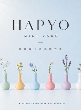 璞玉冰种玉瓷迷你小花瓶摆茶台书桌小摆件冰箱贴瓷瓶胆瓶