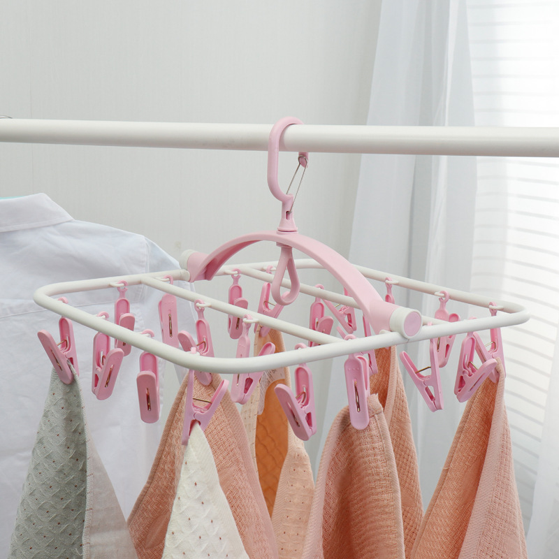 厂家直供塑料防风晒架 创意加厚晾衣架 20夹多功能折叠晒架批发