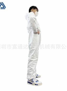 FDA 510K一次性SMS+PE白色连体防护衣55g可用于喷涂行业EN14126
