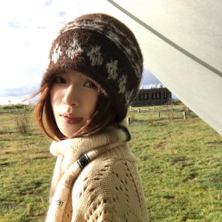 含羊毛提花卷边费尔岛针织毛线帽子女秋冬季保暖复古显脸小包头帽