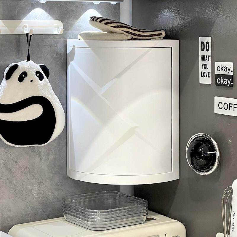 厨房转角上墙防尘双层带门调料柜放调料置物架墙角三角置物柜