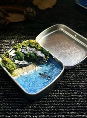 diy纯手工定制浅海湾微缩景观模型铁盒模型装饰摆饰创意礼物玩具