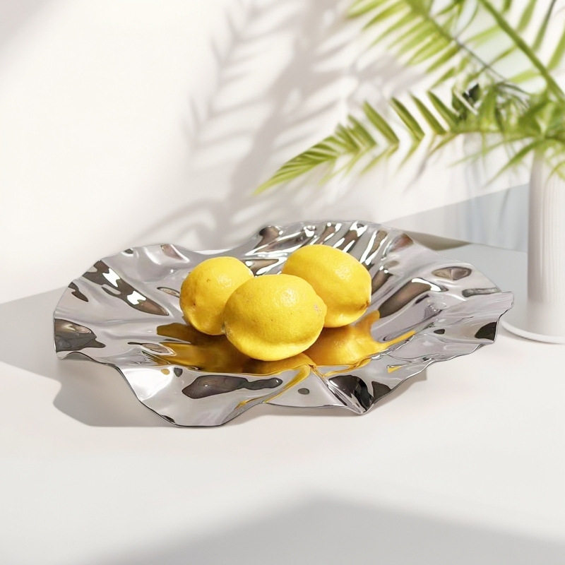 轻奢样板房装饰摆设304不锈钢水果盘果盆褶皱果篮不规则果盘,模玩/动漫/周边/娃圈三坑/桌游,文化/体育周边,淘宝优惠券,粉丝福利购,淘宝优惠卷