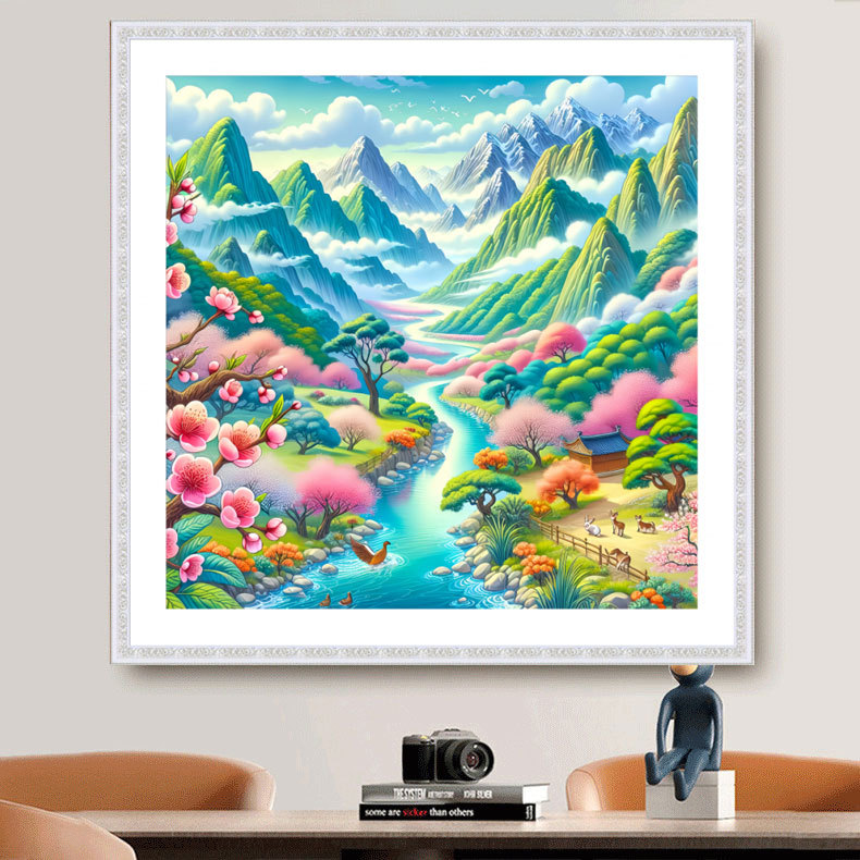 世外桃源十字绣2025新款线绣客厅小幅卧室风景满绣小件自己绣手工