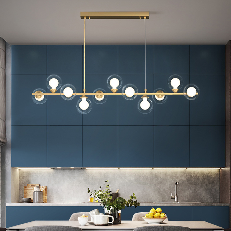 极简餐厅吊灯现代简约创意三头北欧灯具轻奢客厅灯长条餐桌吧台灯