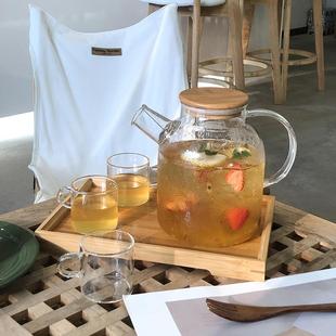 玻璃泡水果茶煮茶器家用烧水壶防爆瓶 耐热高温大容量冷凉水壶套装