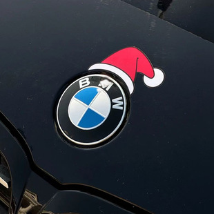 新款宝马3系5系车标贴纸X1X3X5圣诞帽小红帽改装汽车车贴装饰贴纸