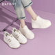 达芙妮厚底百搭小白鞋 轻便松糕底双条纹ins板鞋 女款 2026春秋新款