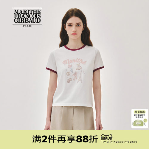 MARITHE女士印花滚边T恤