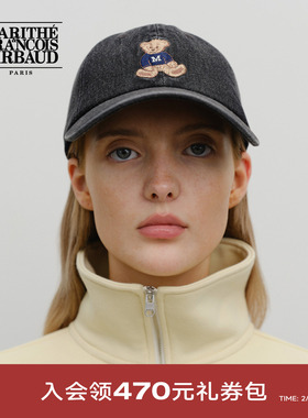 MARITHE涂鸦熊鸭舌帽 男女宽帽檐斜纹面料情侣棒球帽2025年秋