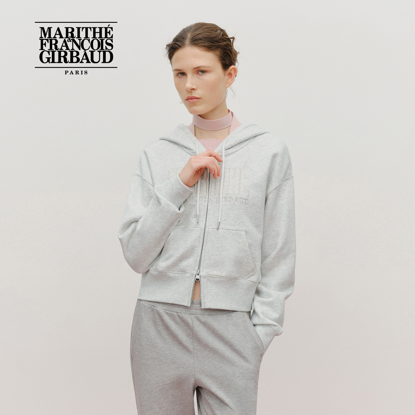 MARITHE女士蕾丝贴布拉链卫衣 潮流休闲复古简约短款上衣25年秋冬,女装/女士精品,卫衣/绒衫,淘宝优惠券,粉丝福利购,淘宝优惠卷