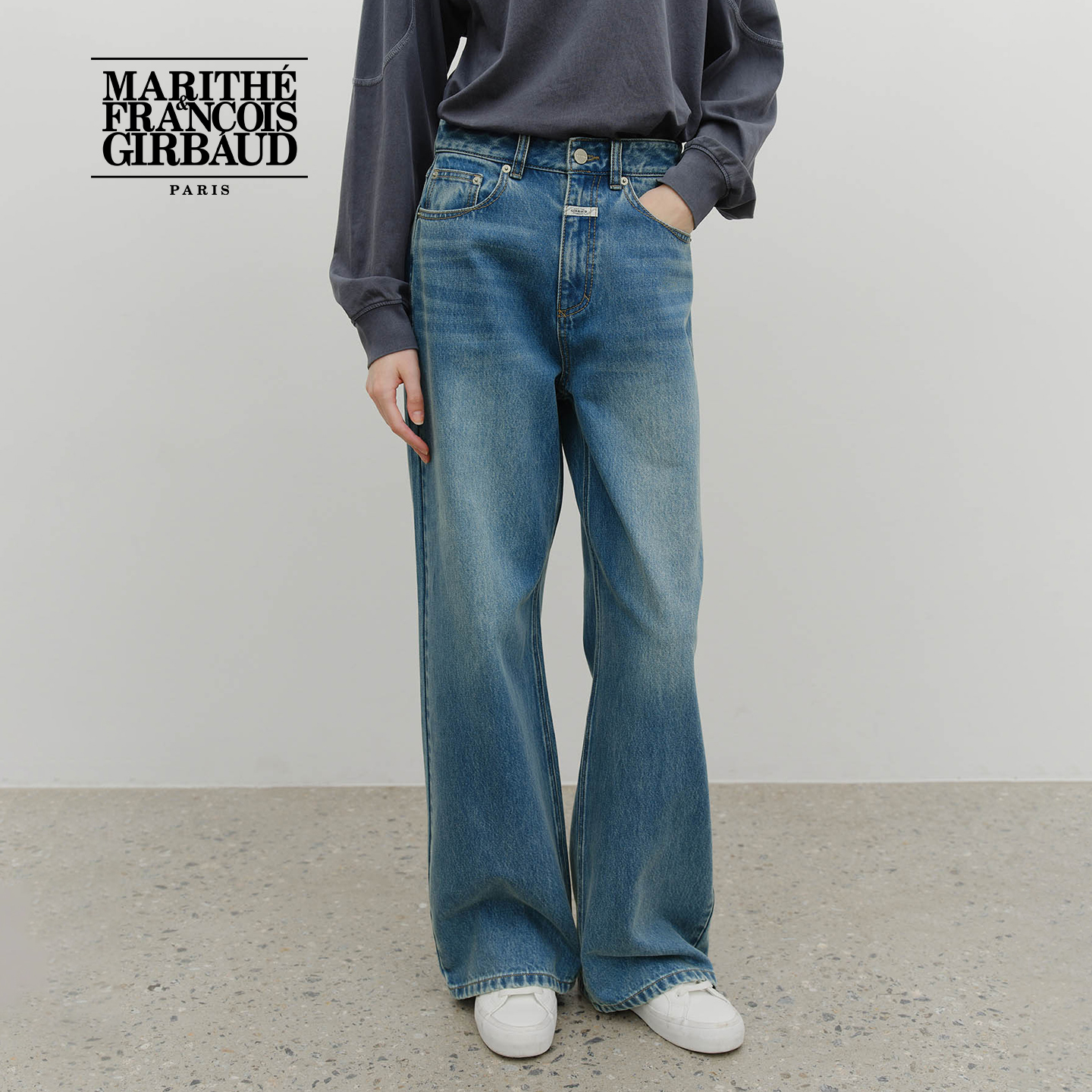 MARITHE女士阔腿牛仔裤