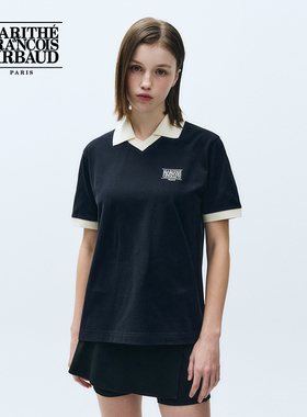 MARITHE运动系列短袖T恤情侣男女撞色翻领休闲POLO衫25年夏款韩系