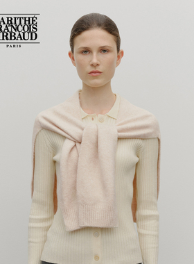 MARITHE圆形LOGO围巾披肩 情侣时尚简约舒适保暖拼接围脖25年秋冬