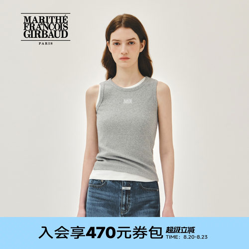 MARITHE女士丝带LOGO无袖T恤