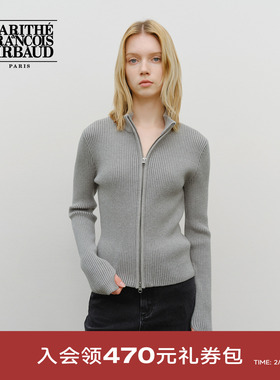 【高允真同款】MARITHE女士高领毛衣 潮流修身双向拉链上衣25秋冬