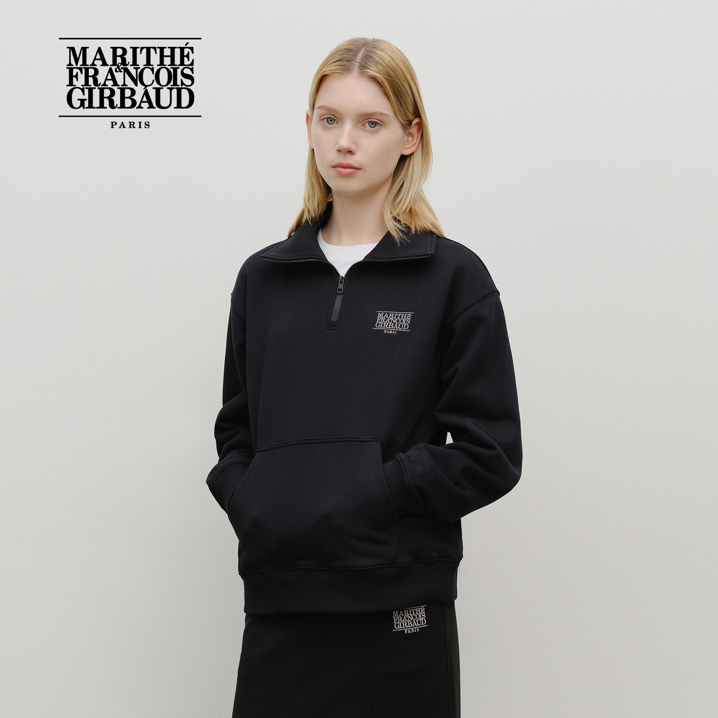 MARITHE经典LOGO半拉链卫衣